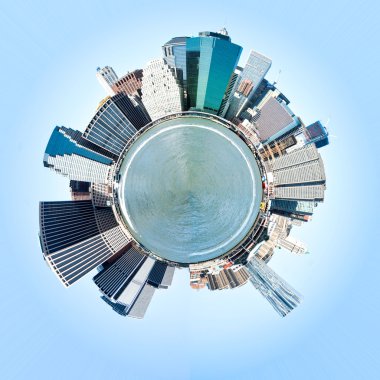 gezegen manhattan, new york şehri. Amerika Birleşik Devletleri. Annenle minyatür gezegen