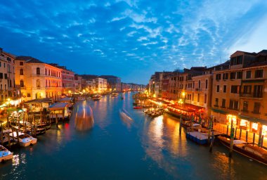 Grand canal adlı günbatımı, Venedik, İtalya.
