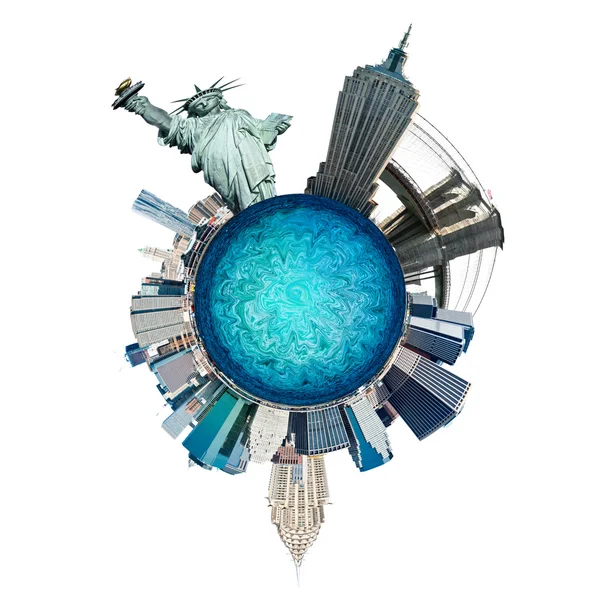 Planet Manhattan, New York City, USA. isoliert auf weiß — Stockfoto