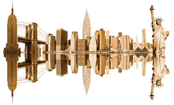New York City Landmarks, USA. Isolato su bianco . — Foto Stock