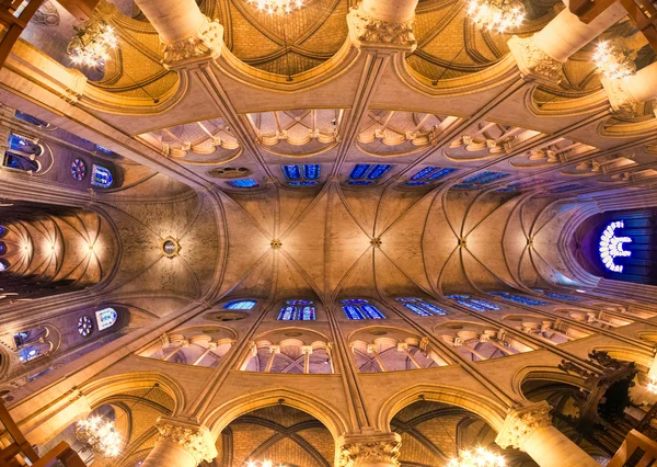 Paris, France - famous Notre Dame cathedral interior view. UNESC — Stock Photo, Image