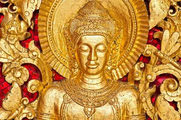 Buddha intaglio all'interno di un tempio, Luang Prabang, Laos . — Foto Stock