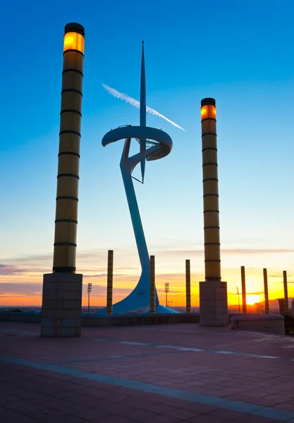 BARCELONA, SPAIN - DECEMBER 15: Montjuic Communications Tower on — Stock Photo, Image