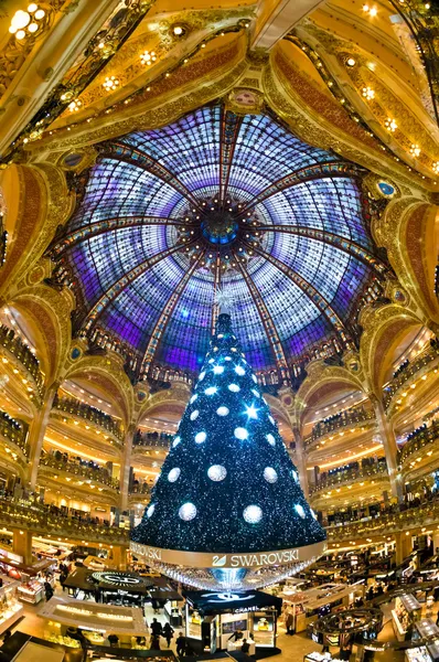 Paryż - 07 grudnia: Choinki w domu handlowego Galeries Lafayette na — Zdjęcie stockowe