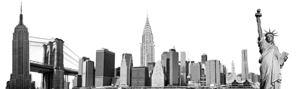 De bezienswaardigheden van New york city, Verenigde Staten. geïsoleerd op wit. — Stockfoto