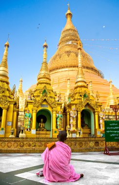 dua shwedagon Selami, yangoon, myanmar genç bayan monk.