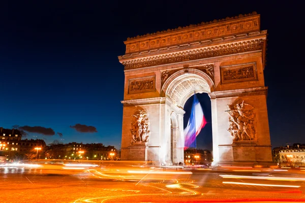 Paris, Arc de Triomphe la nuit — Photo