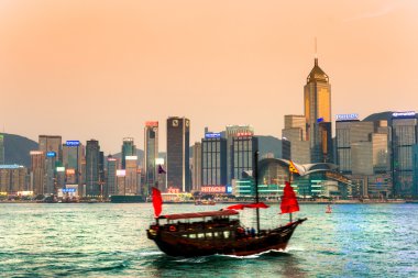 Hong kong - 15 Mart. Victoria harbor üzerinde 15 Mart 2013 yılında hong