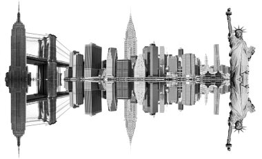 New york şehri tarihi yerler, ABD. beyaz izole.