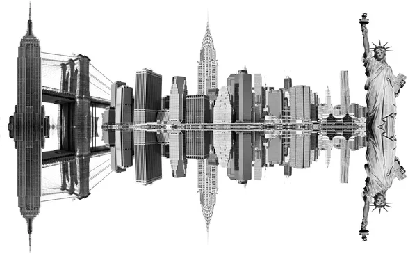 De bezienswaardigheden van New york city, Verenigde Staten. geïsoleerd op wit. — Stockfoto