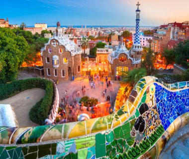 Barselona, İspanya 'da Park Guell.