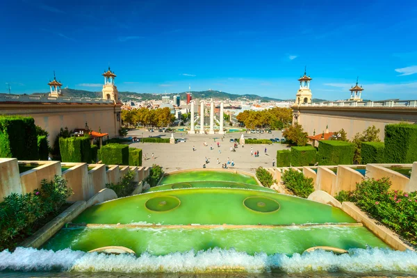 Vista de Barcellona de Montjuic, Espanha — Fotografia de Stock