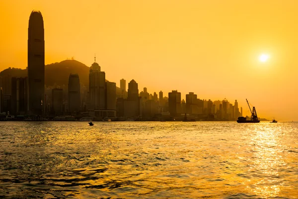 Hong Kong Hafen bei Sonnenuntergang. — Stockfoto