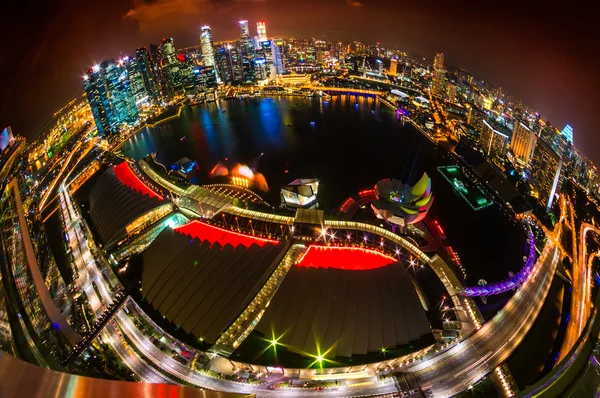 Singapore stad skyline bij zonsondergang. — Stockfoto