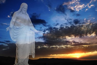 Jesus and Light at Sunset clipart