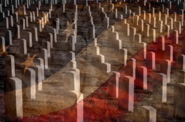 cementerio de Arlington con descolorida bandera