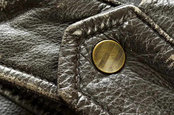Botão de jaqueta de couro marrom ou encaixe — Fotografia de Stock