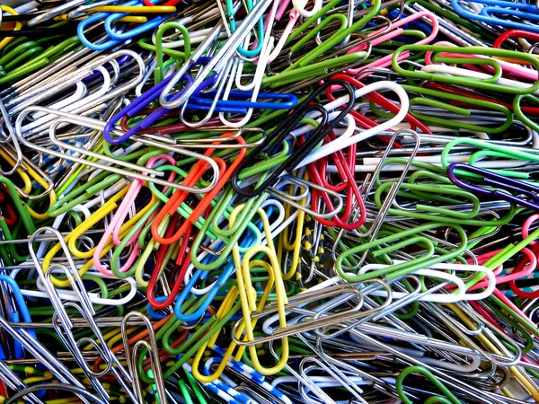 Closeup of Coloful Paper Clips — Stock Photo, Image