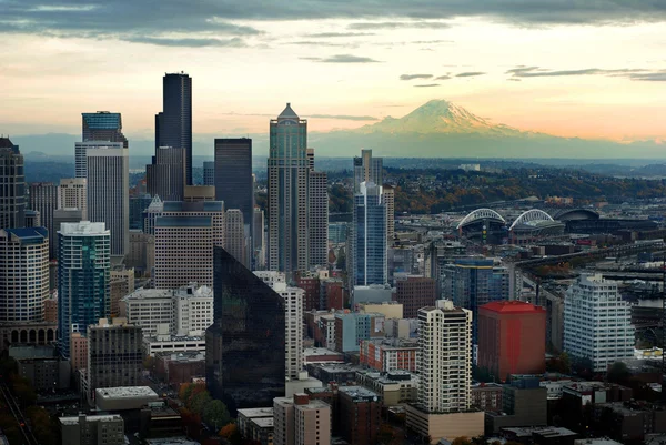 Panorama Seattlu s mount ranier — Stock fotografie