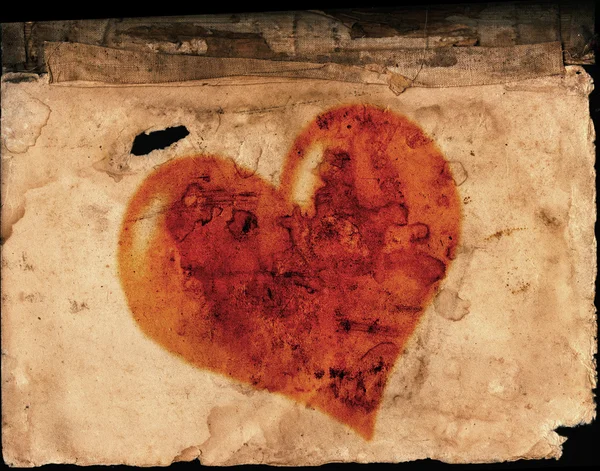 Valentines Heart on Old Paper — Stock Photo, Image