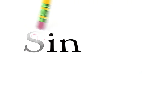 Wymazanie grzechu z gumka od ołówka — Zdjęcie stockowe