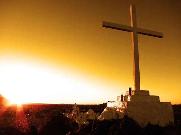 San xavier mission cross Hıristiyan Kilisesi — Stok fotoğraf