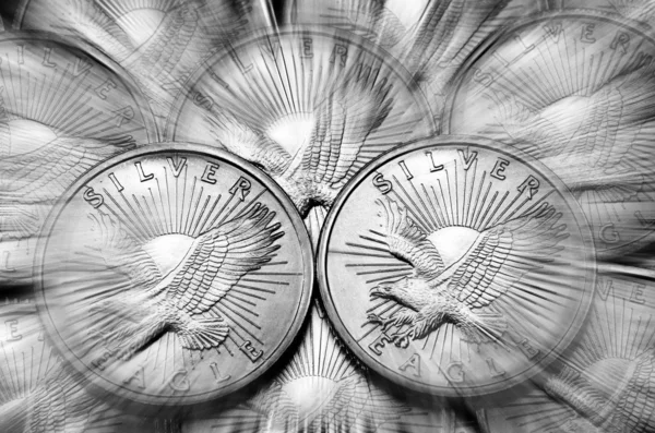 Coins of Silver Eagles — Stock Photo, Image