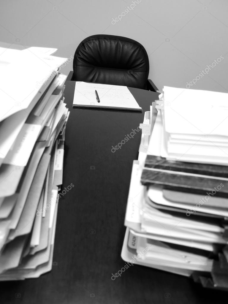 Business Desk with Papers and Files