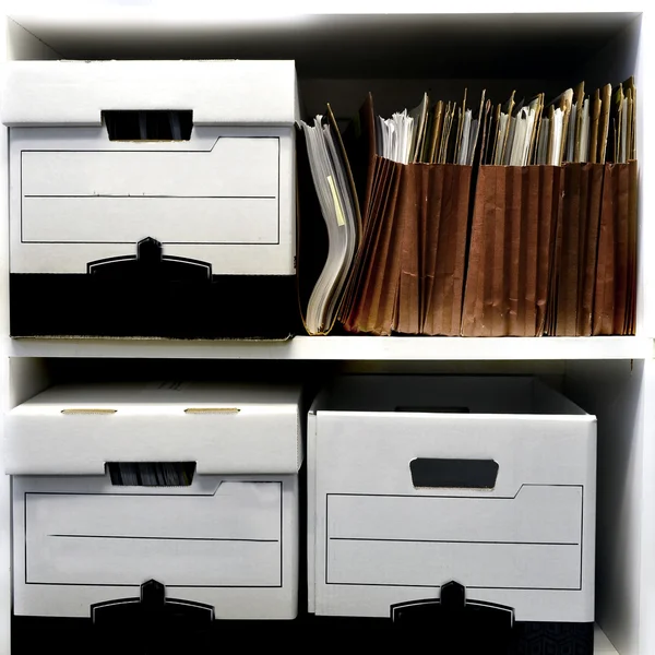 File Boxes on Shelf — Stock Photo, Image