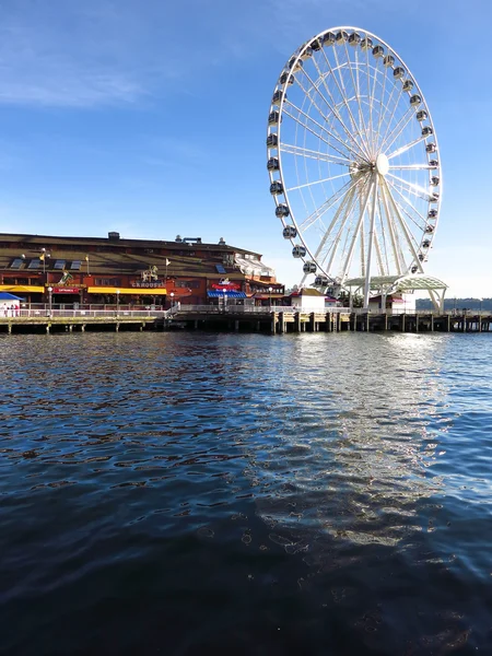 Seattle agua frente noria rueda — Foto de Stock