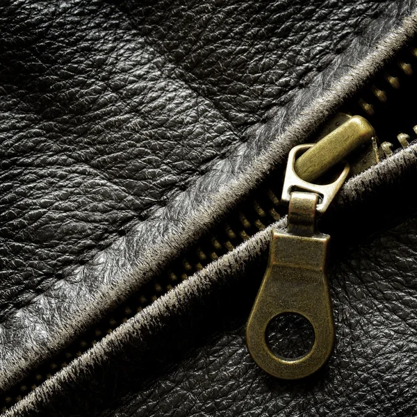 Leather Jacket Zipper — Stock Photo, Image