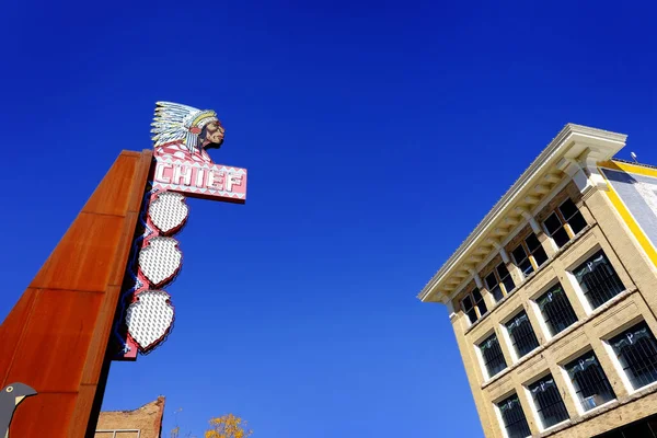 Old Textured Chief Theater Sign Pocatello Idaho Stany Zjednoczone — Zdjęcie stockowe