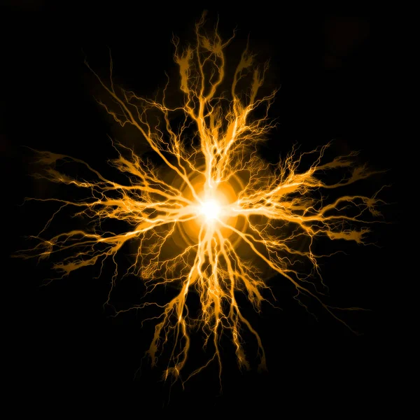 Explosion Pure Power Electricity Dark Yellow Plasma Electrical Energy — Stock Photo, Image