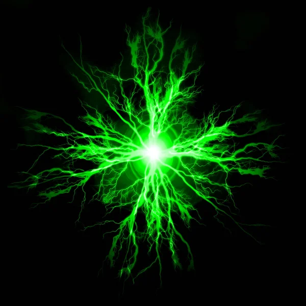 Explosion Pure Power Electricity Dark Green Plasma Electrical Energy — Stock Photo, Image