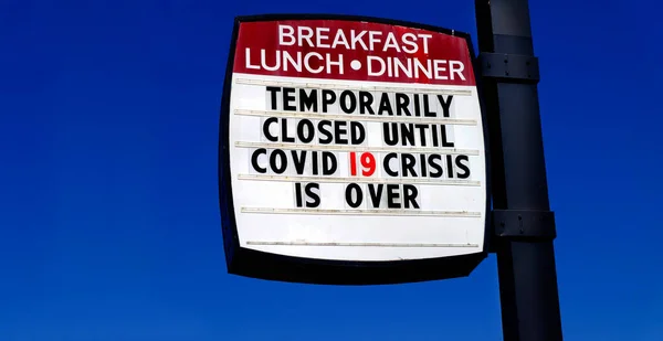 Covid Coronavirus Uzavřená Restaurace Obchodní Jídlo Stravování Rámci Karanténní Pandemie — Stock fotografie