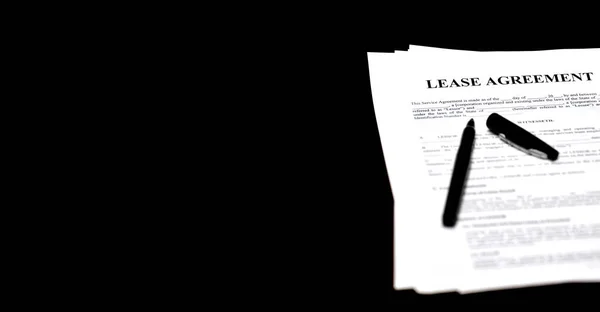 Лизинговый Документ Договор Ручкой Подписание Договора Черного Фона — стоковое фото