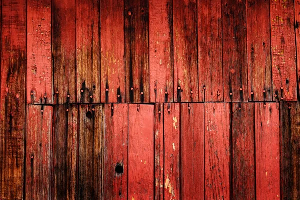 Old Red Barn Trä Wall Bakgrund Texturerad Med Flera Naglar — Stockfoto