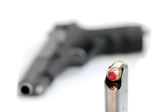 Bullets Gun Self Defense Military Red Tipped Tip — Stock Photo, Image