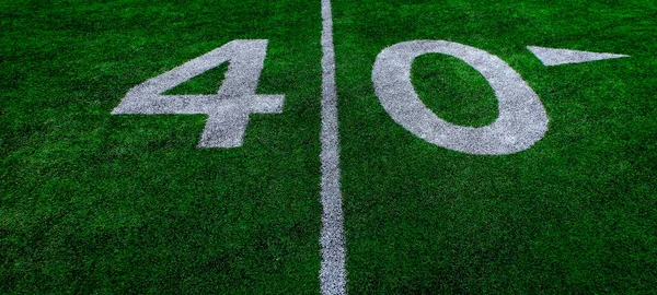 Football Field Green Grass White Yard Markers Touchdown Competition Game — Stock Photo, Image