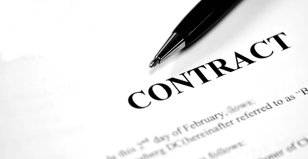 Written Contract Pape Black Pen — Stock Photo, Image