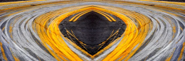 Estrada Com Linhas Amarelas Pintadas Grande Curva Volta — Fotografia de Stock