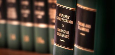 Workers compensation law books injured on the job and seeking help clipart