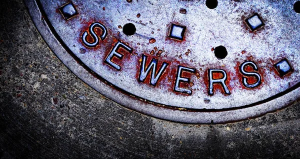 Sewer Manhole Cover Maintenance Iron Steel Access Utility — Stock Photo, Image