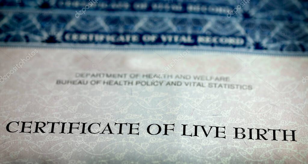 Primer plano del certificado de nacimiento papel oficial bebé nacido 2023 Primer plano del certificado de nacimiento papel oficial bebé nacido 2023