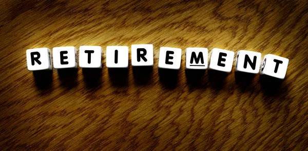 Pensioenplan Met Woorden Met Financiële Onafhankelijkheid Met Pensioen Gaan — Stockfoto