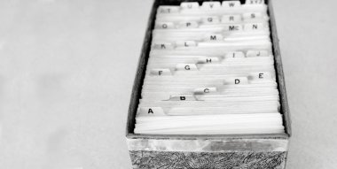 Index cards for business school home library organization letter tabs