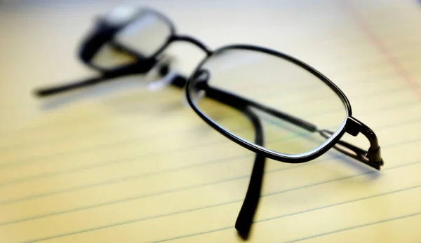 Glassed Yellow Notepad Office — Stock Photo, Image