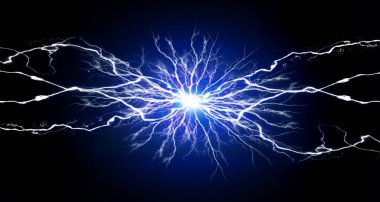 Elektriksel plazma güç çatırdayan füzyon ile mavi ve beyaz enerji