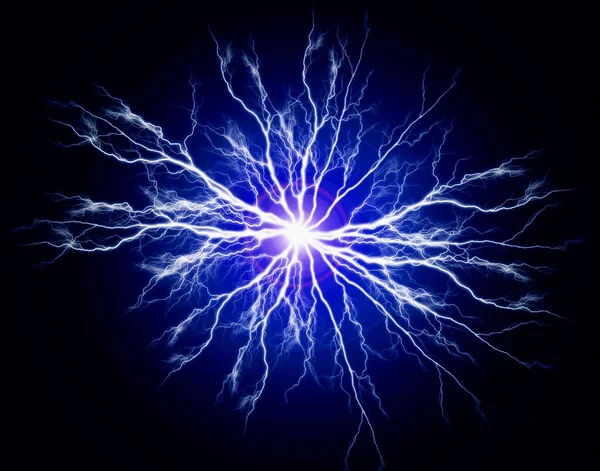 Explosion of pure power and electricity in the dark red plasma burning brightly