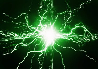 Yeşil plazma saf enerji ve güçlü elektrik gücü olarak